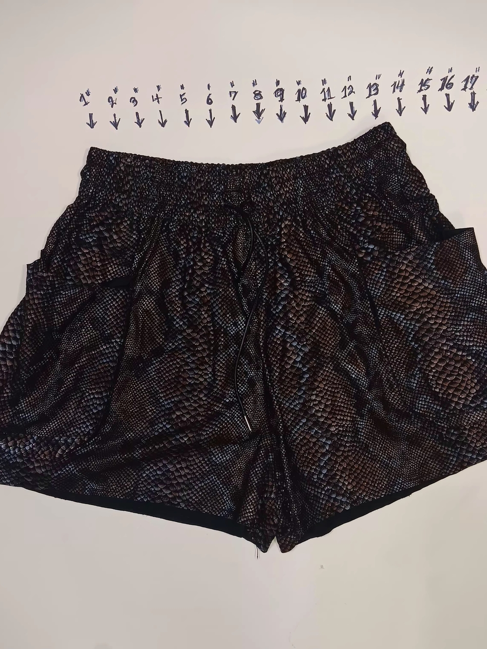 Black Leather Snake-Print Women's Pull-On Shorts